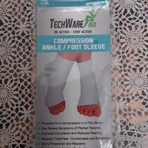 TechWare Pro Compression Ankle/Foot Sleeve White L/XL